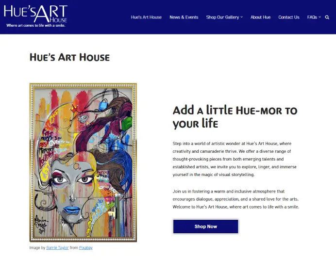 Harper College student website Hue's Art House