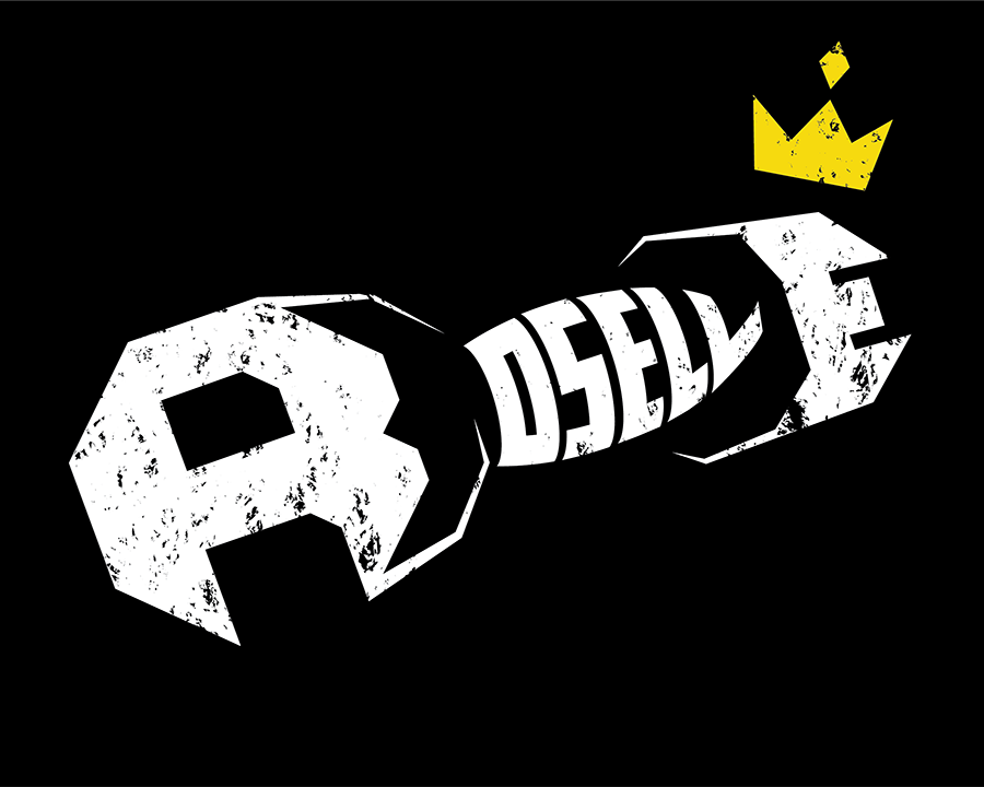 Logo design for local gym compitition to put on their t-shirt. The logo is the word Roselle in the shape of a dumbbell